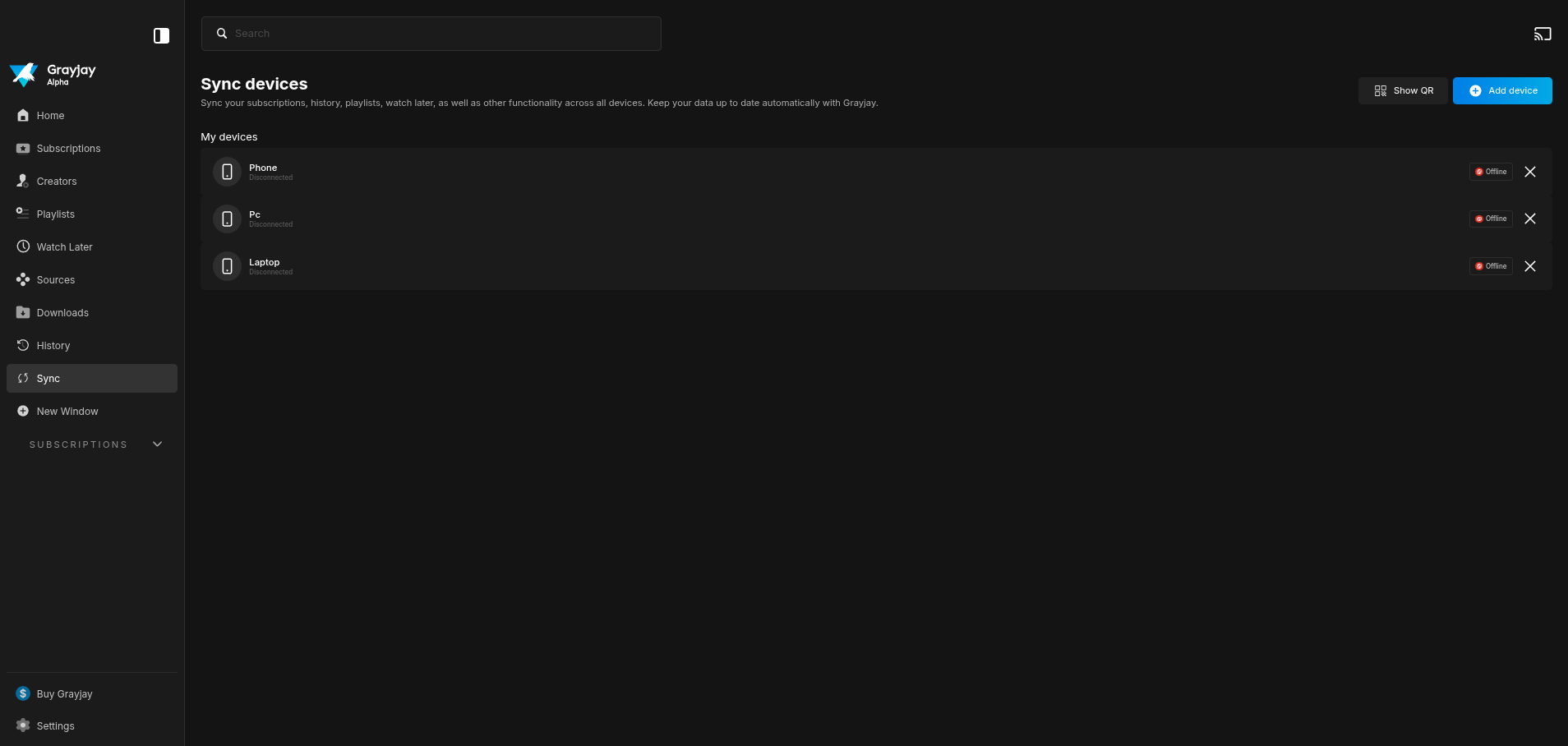 Project Image Grayjay-Sync